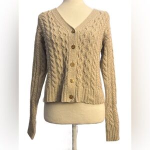 Peruvian Connection Button Up Knot Cardigan Cream Small